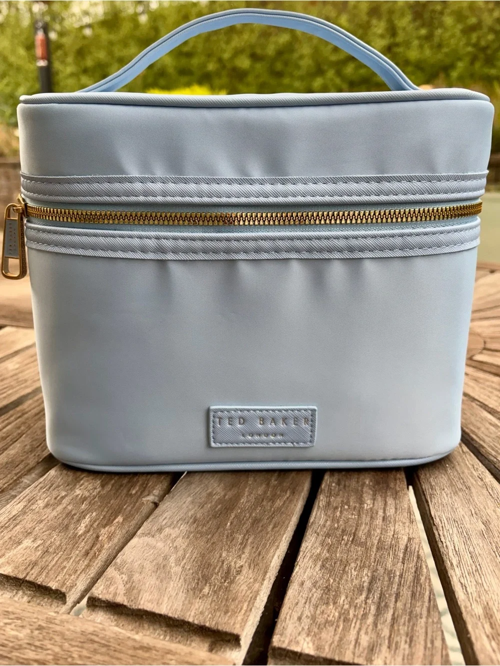 NWT Ted Baker London Nylon Train Case Cosmetic Travel Bag - Brunnera Blue